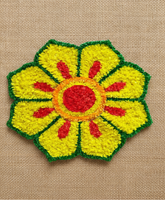 Handmade Rangoli Mat – Yellow Floral Design