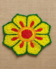 Handmade Rangoli Mat – Yellow Floral Design
