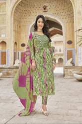 Kavya Kurti Set (with Dupatta) - Green Theme