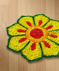 Handmade Rangoli Mat – Yellow Floral Design