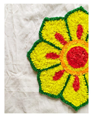 Handmade Rangoli Mat – Yellow Floral Design