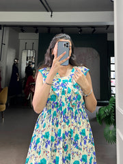 Floral Maslin Silk Printed Frock Dress – Elegant Daily Wear Casual Collection for Women