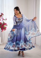 Premium Organza Taby Silk Anarkali Gown Set with Dupatta and Bottom – Party & Wedding Wear Collection