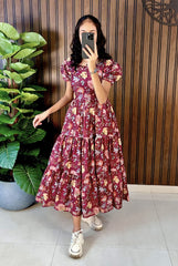 Pure Cotton Silk Digital Print Frock Dress – Full Flair Ready-to-Wear Collection