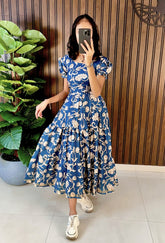 Pure Cotton Silk Digital Print Frock Dress – Full Flair Ready-to-Wear Collection