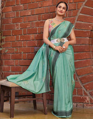 Dola Jacquard Saree with Embroidery Work and Satin Digital Print Blouse – Premium Festive Collection