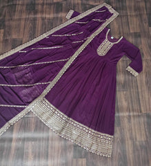 Premium Faux Blooming Gown with Dupatta – Embroidered Party & Festive Wear