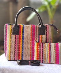 Tim Tim Handbag Cum Sling – Rugged Fabric Dual Partition Bag with Adjustable Sling