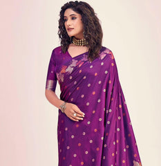 Soft Lichi Silk Saree with Rich Butterfly Pallu and All-Over Jacquard Work