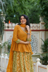 Navratri Special Collection – Bagru Hand Block Printed Designer Angrakha Choli & Skirt with Mulmul Dupatta