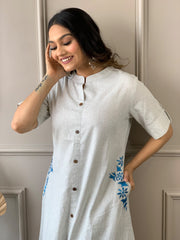Premium Cotton Slab A-Line Kurta Set