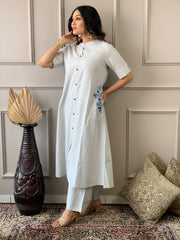 Premium Cotton Slab A-Line Kurta Set