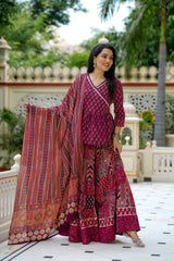 Navratri Special Collection – Bagru Hand Block Printed Designer Angrakha Choli & Skirt with Mulmul Dupatta