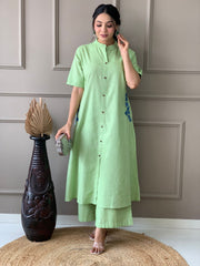 Premium Cotton Slab A-Line Kurta Set