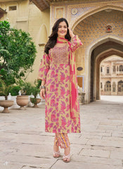 Kavya Kurti Set - Pink Theme - K-Collection