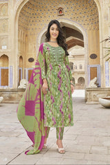 Kavya Kurti Set (with Dupatta) - Green Theme