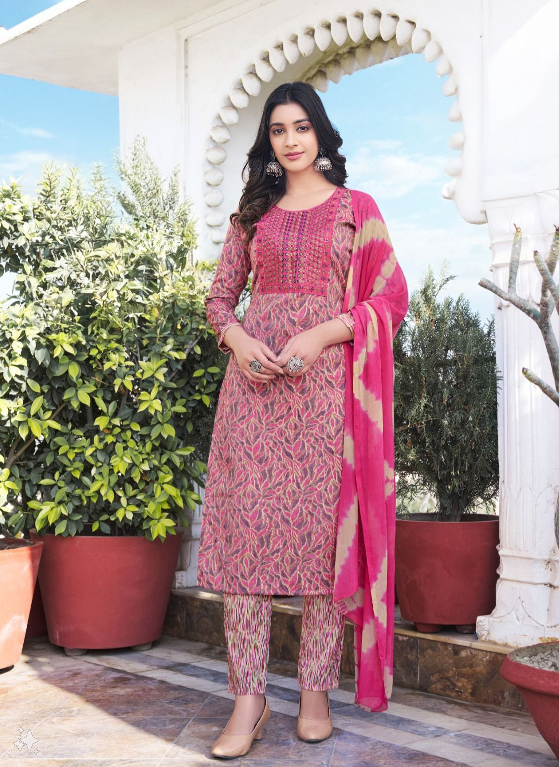 Kavya Kurti Set - Pink Theme - K-Collection