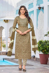 Kavya Kurti Set (with Dupatta) - Oak Brown