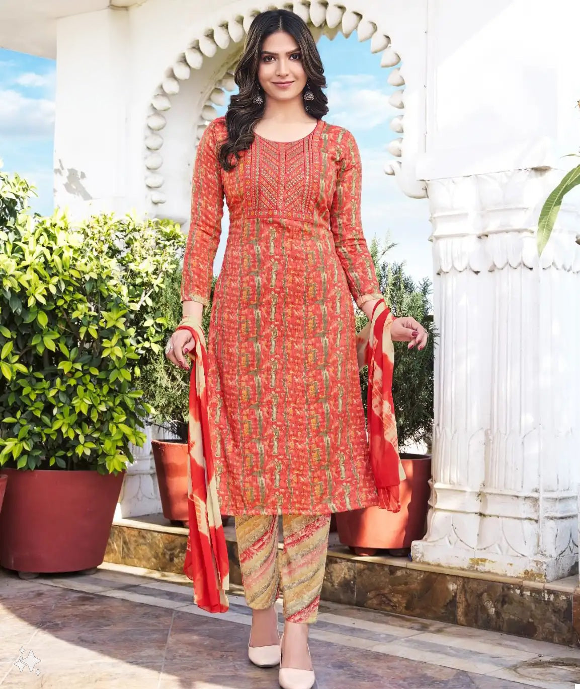 Kavya Kurti Set (with Dupatta) - Red