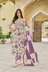 Kavya Kurti Set (with Dupatta) - Purple Theme