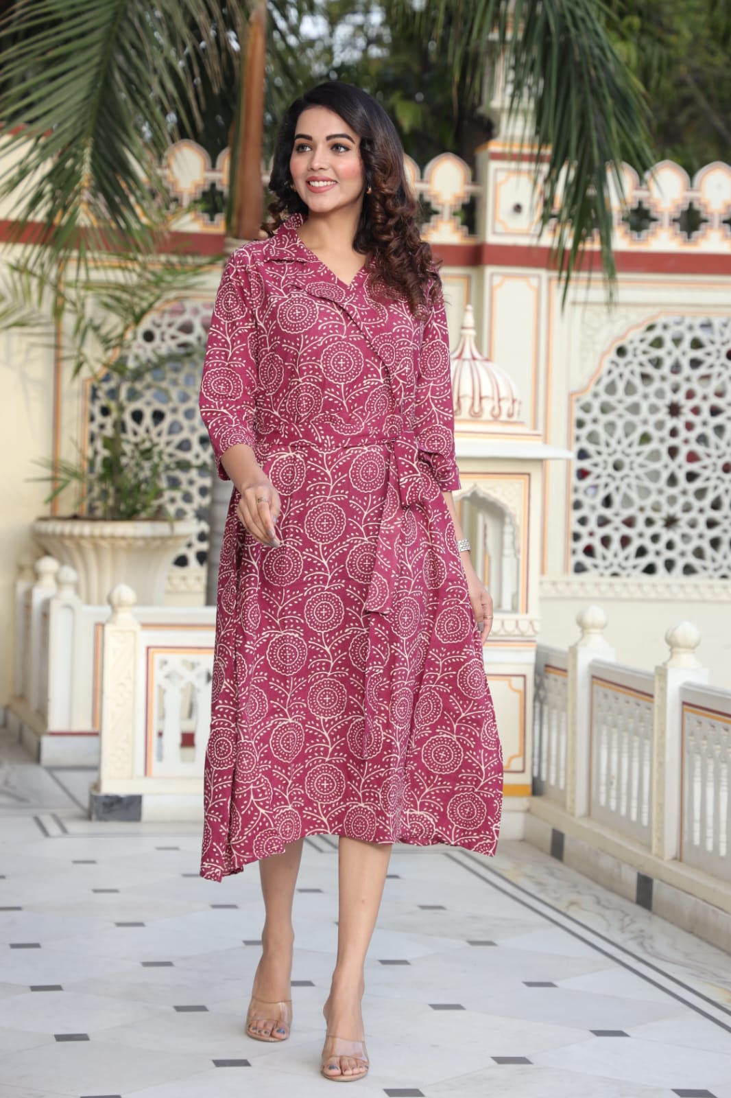 Beautiful Ikkat print Cotton Full Flair Middy Gown