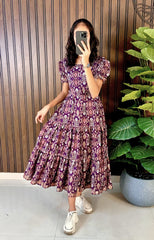Pure Cotton Silk Digital Print Frock Dress – Full Flair Ready-to-Wear Collection