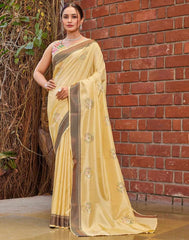 Dola Jacquard Saree with Embroidery Work and Satin Digital Print Blouse – Premium Festive Collection