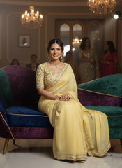 Premium Moss Chiffon Designer Saree with Sequins Lace Border - Elegant Party & Festive Wear