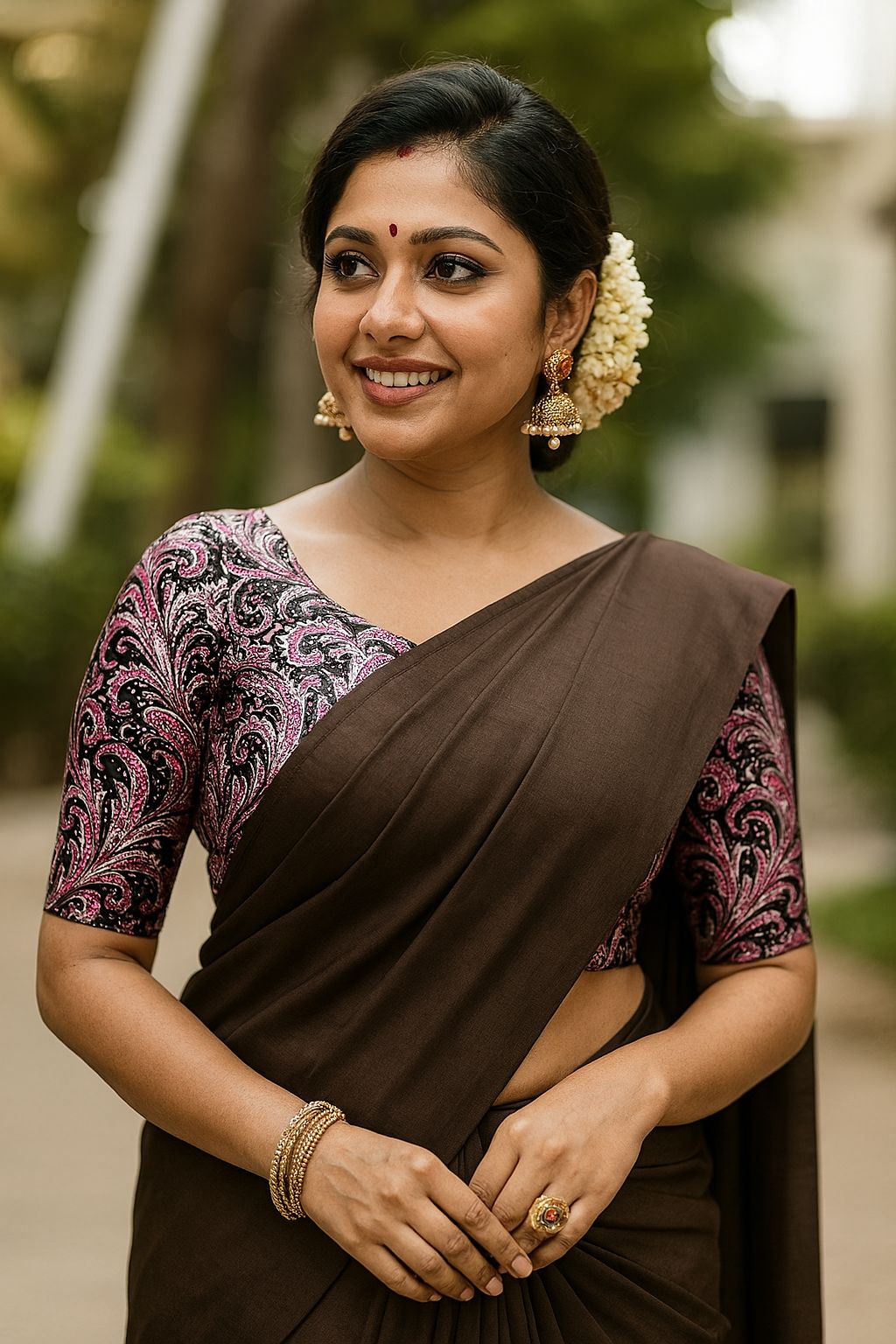 Kashmiri Cotton Kalamkari Saree with Soft Silk Blend and Elegant Latkan