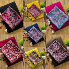 Kashmiri Cotton Kalamkari Saree with Soft Silk Blend and Elegant Latkan