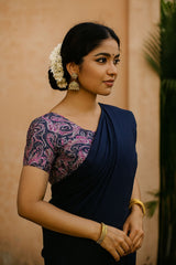 Kashmiri Cotton Kalamkari Saree with Soft Silk Blend and Elegant Latkan