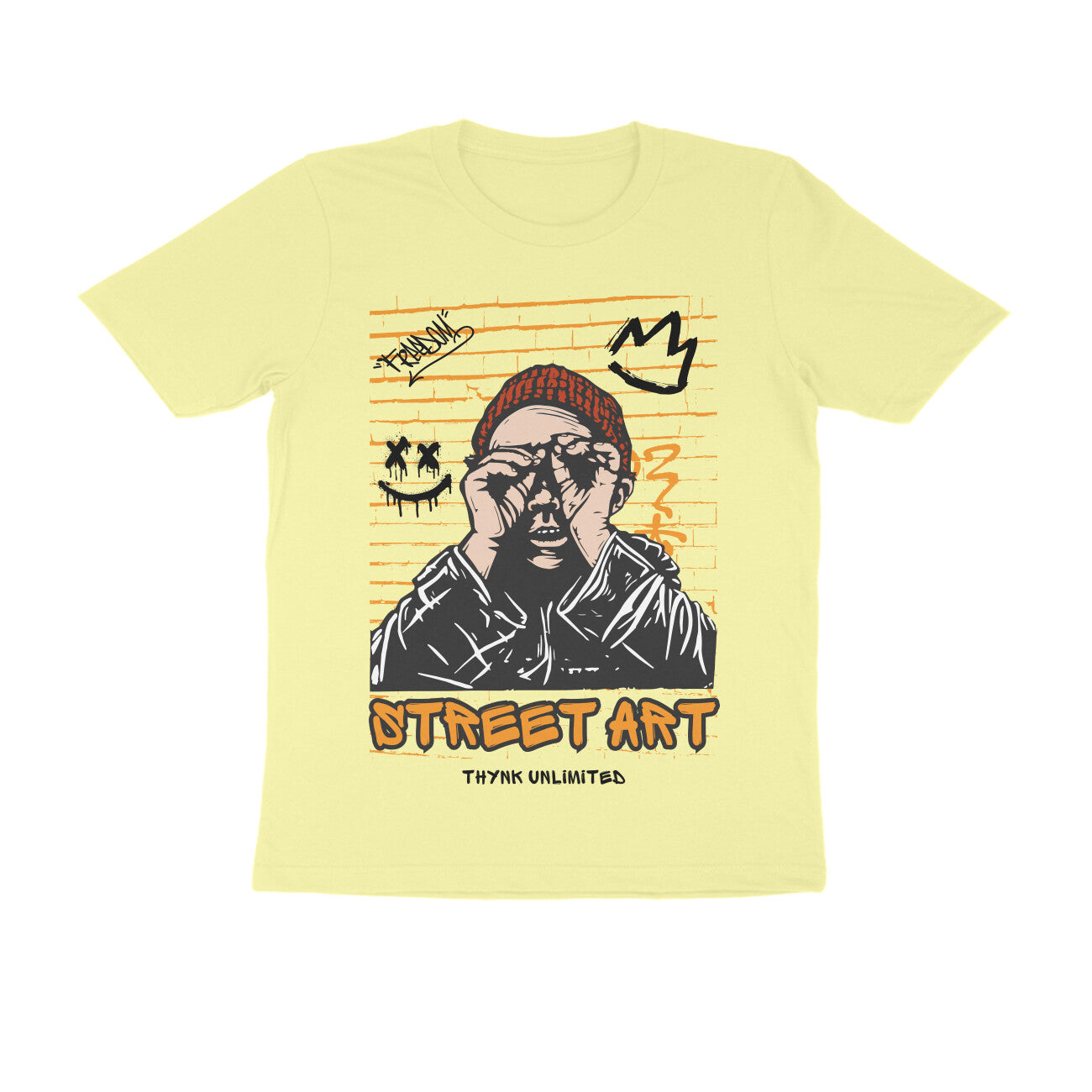 Beige and Orange Modern Illustrative Street Art -  Crew Cut T-Shirt