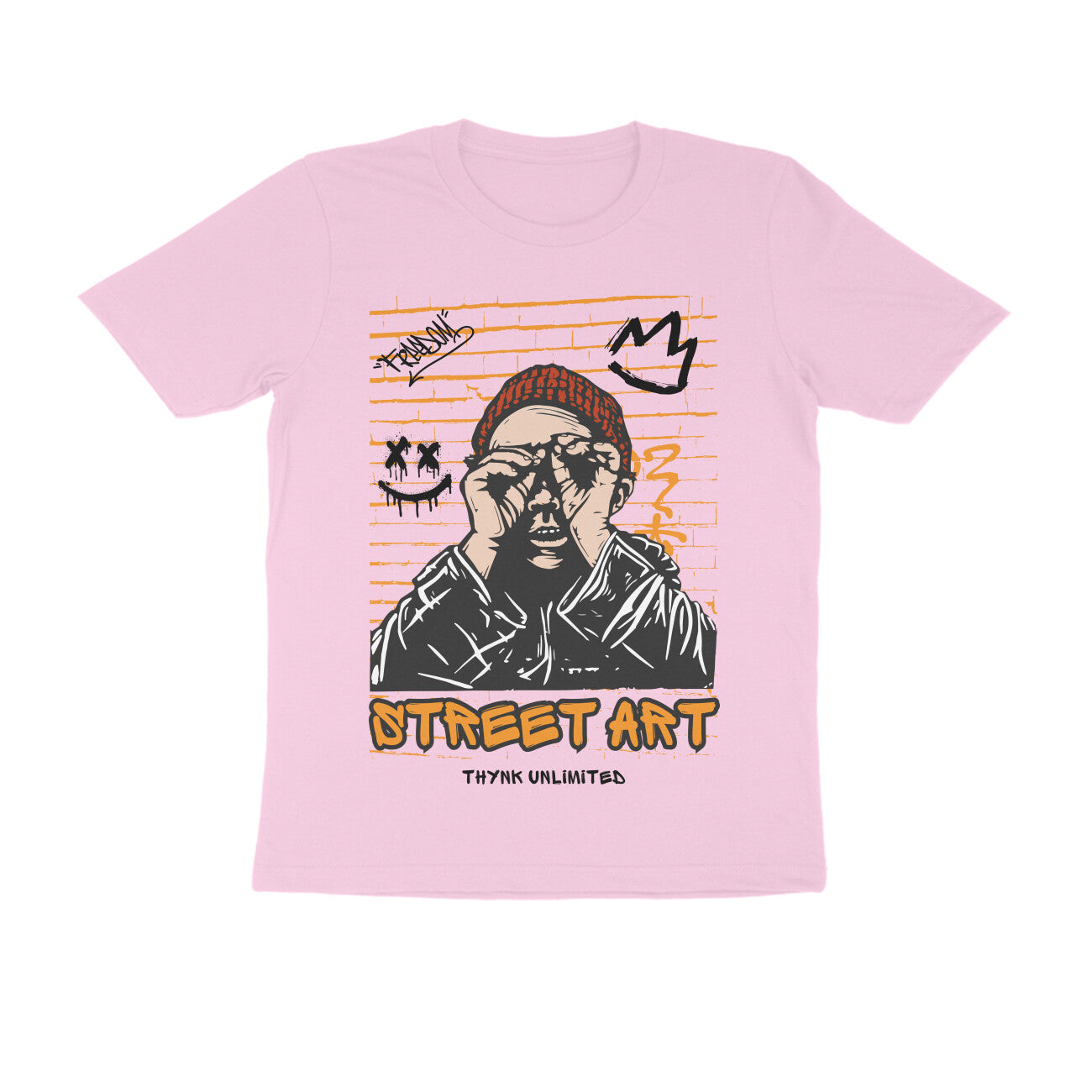 Beige and Orange Modern Illustrative Street Art -  Crew Cut T-Shirt