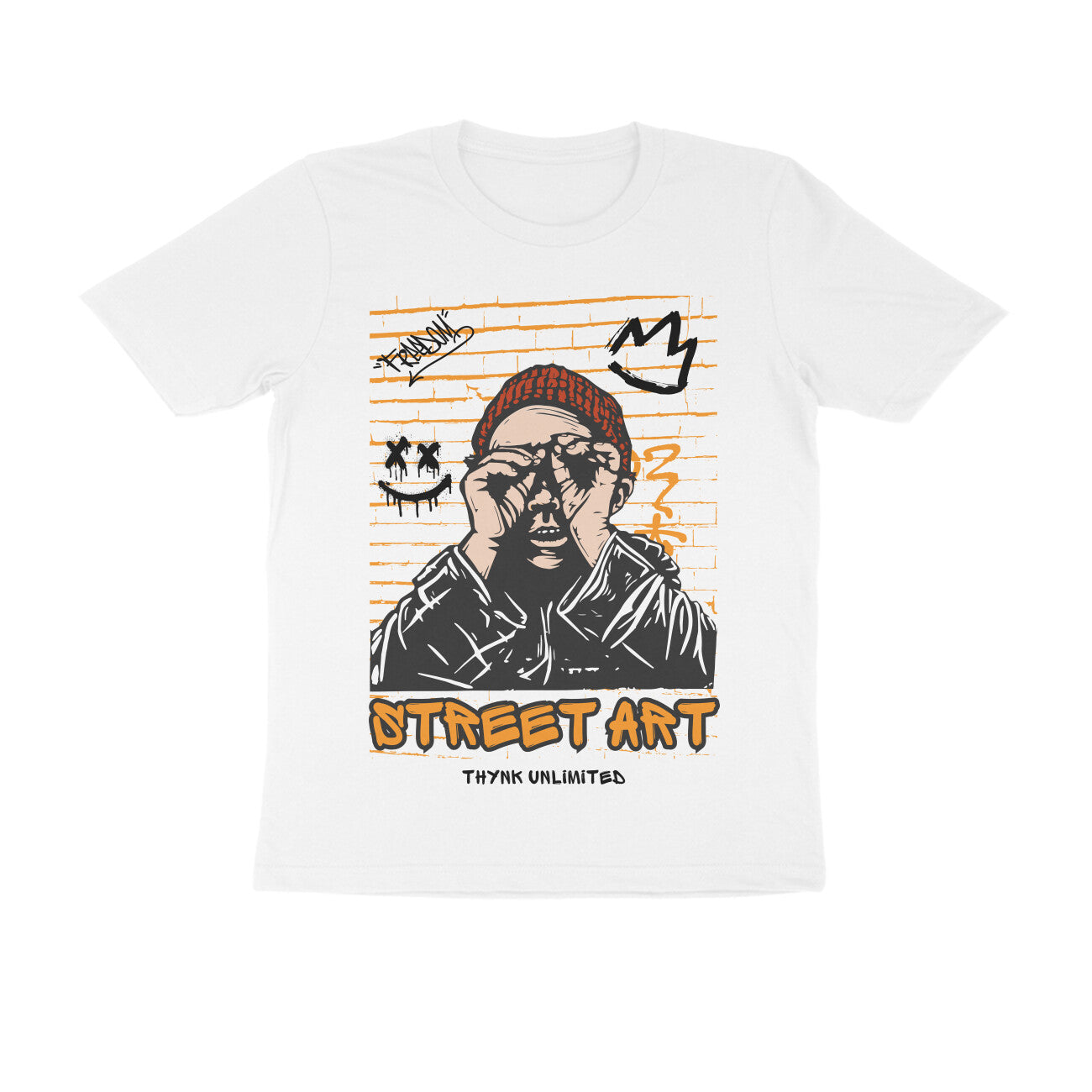 Beige and Orange Modern Illustrative Street Art -  Crew Cut T-Shirt