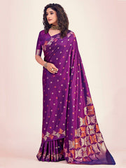 Soft Lichi Silk Saree with Rich Butterfly Pallu and All-Over Jacquard Work