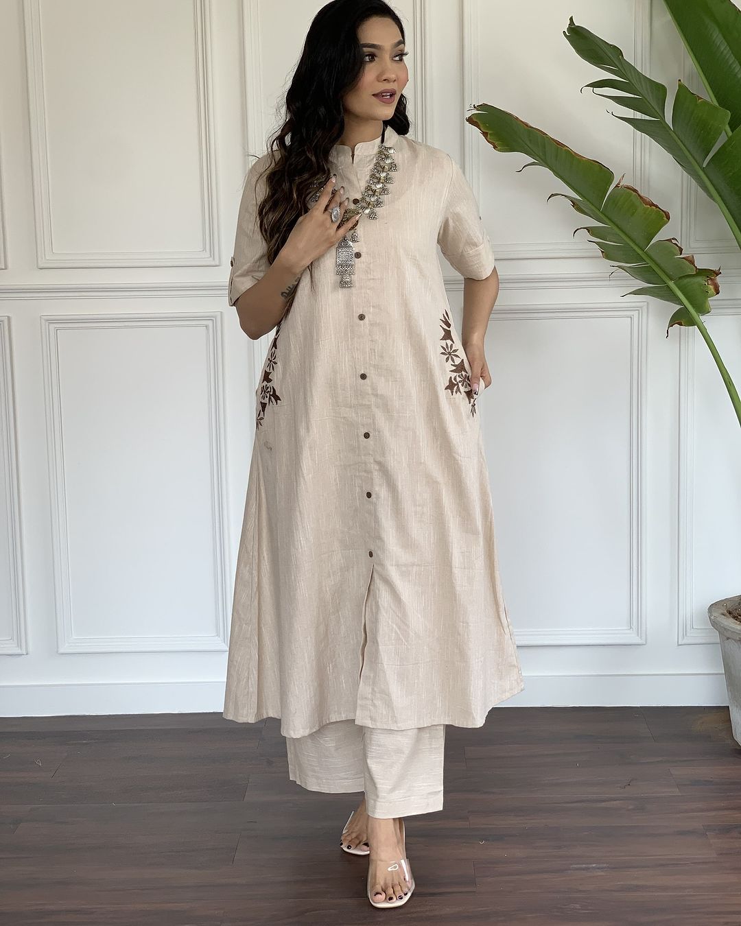 Premium Cotton Slab A-Line Kurta Set