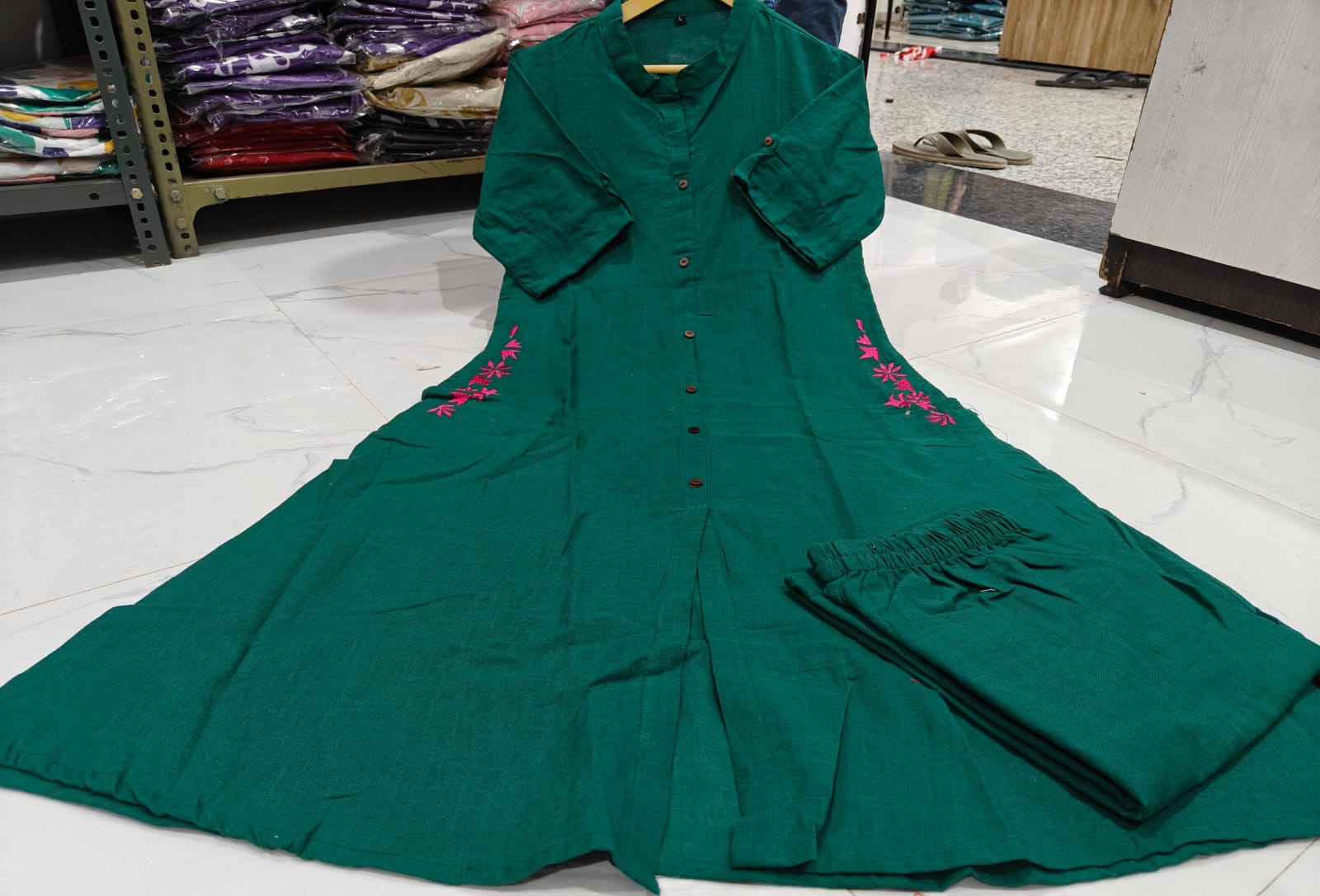 Premium Cotton Slab A-Line Kurta Set
