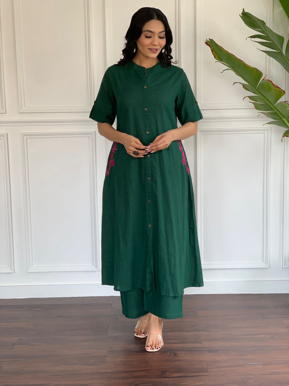 Premium Cotton Slab A-Line Kurta Set