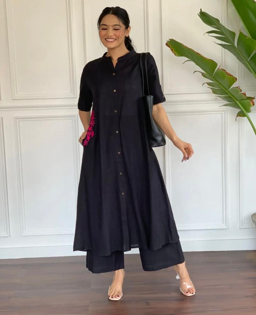 Premium Cotton Slab A-Line Kurta Set