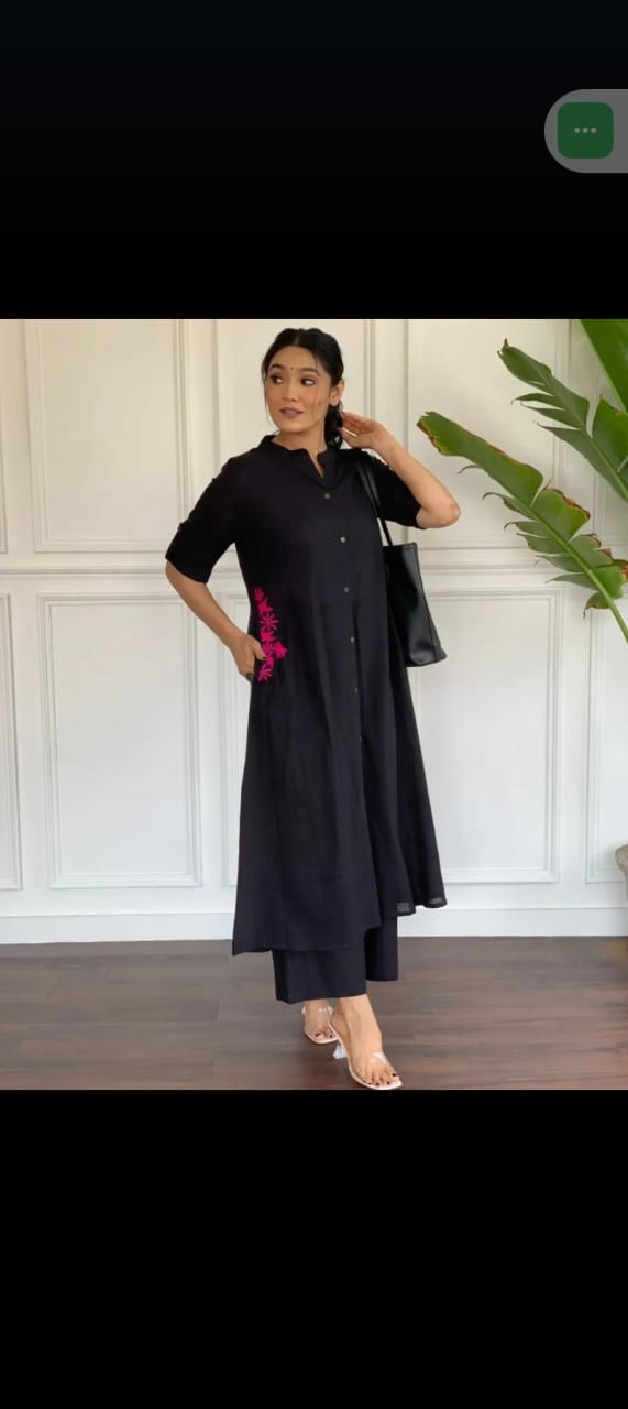 Premium Cotton Slab A-Line Kurta Set