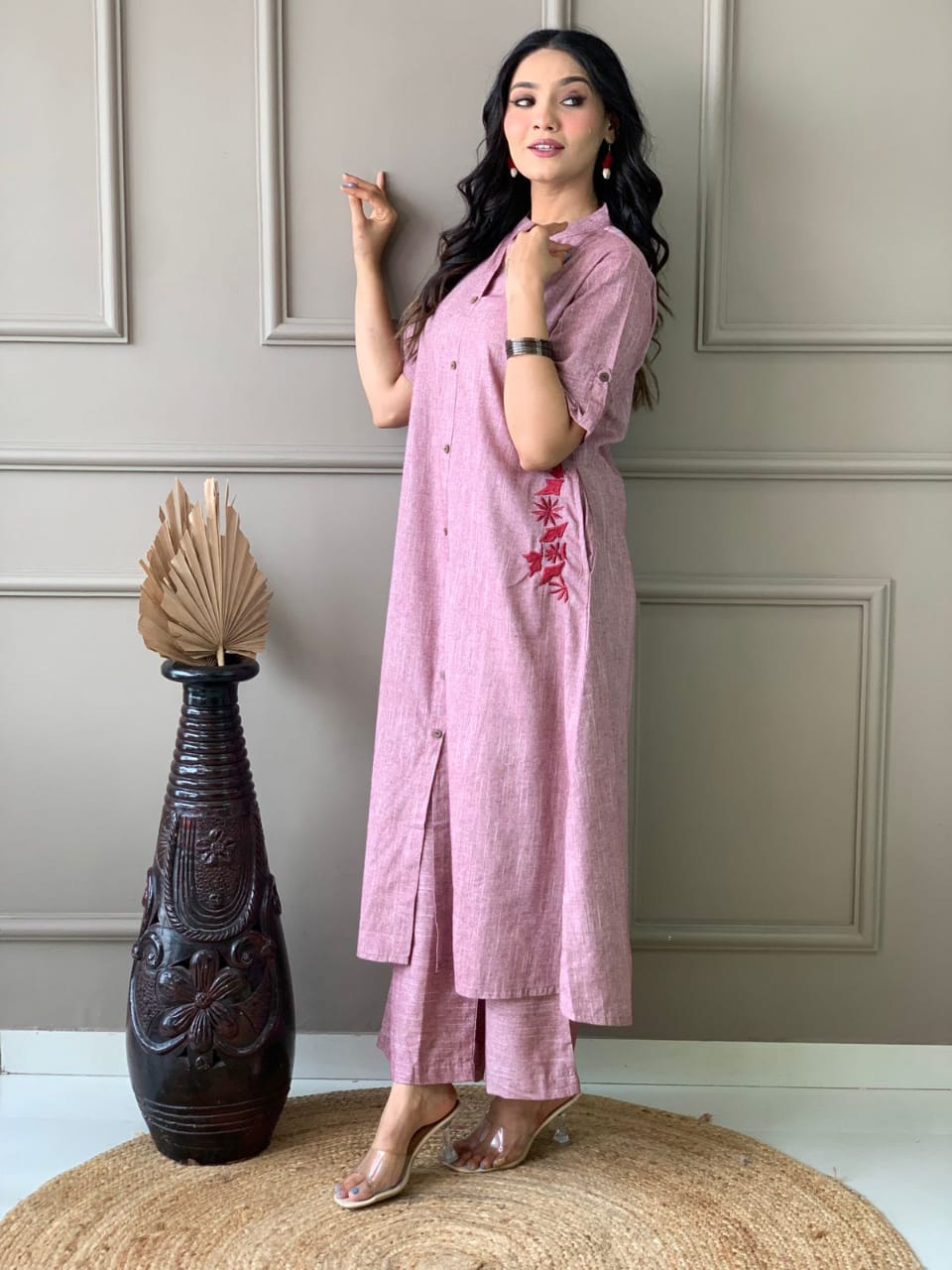 Premium Cotton Slab A-Line Kurta Set
