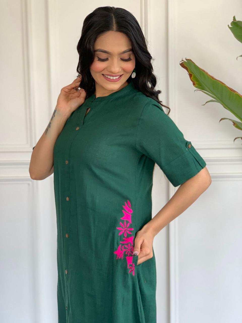 Premium Cotton Slab A-Line Kurta Set