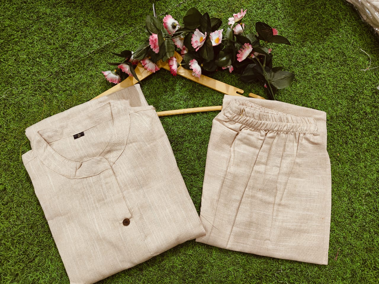 Premium Cotton Slab A-Line Kurta Set
