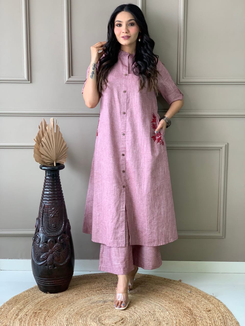 Premium Cotton Slab A-Line Kurta Set