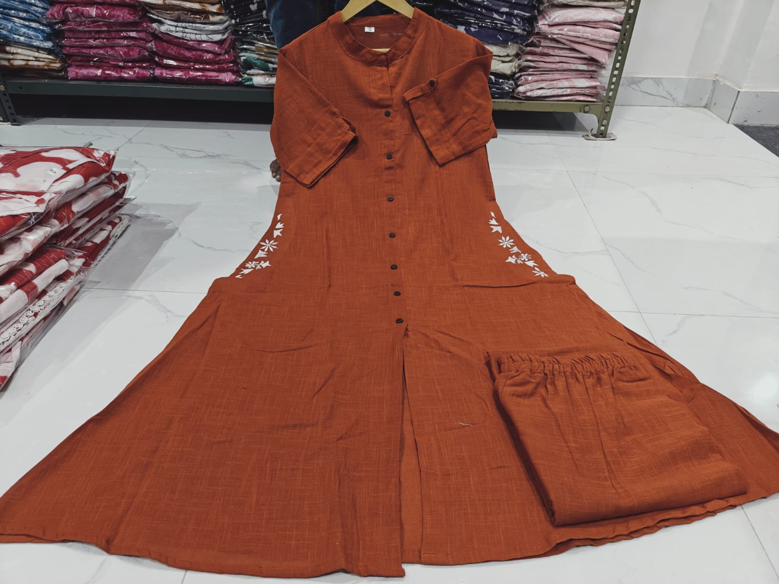 Premium Cotton Slab A-Line Kurta Set