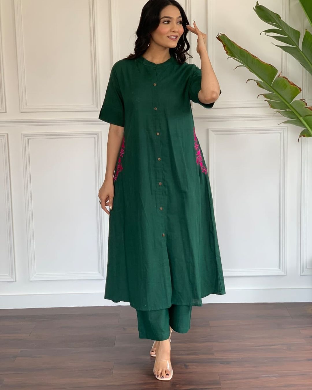 Premium Cotton Slab A-Line Kurta Set