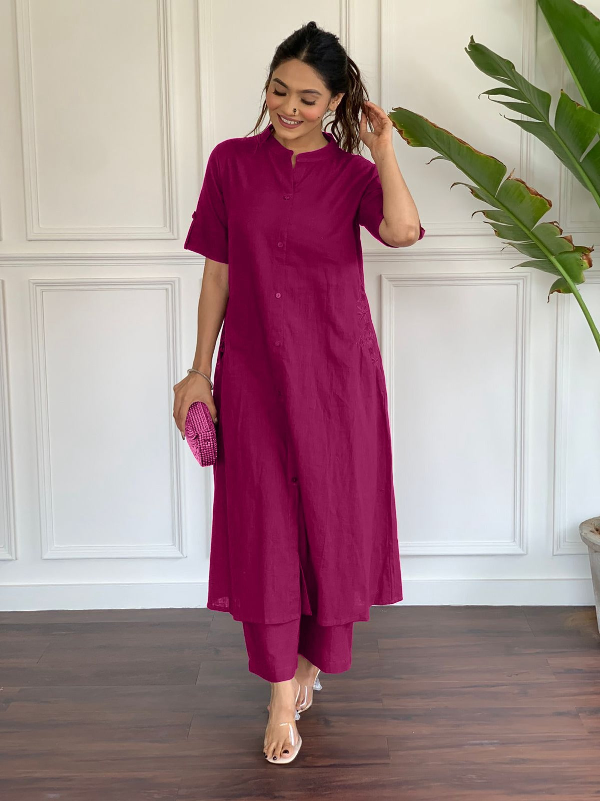 Premium Cotton Slab A-Line Kurta Set