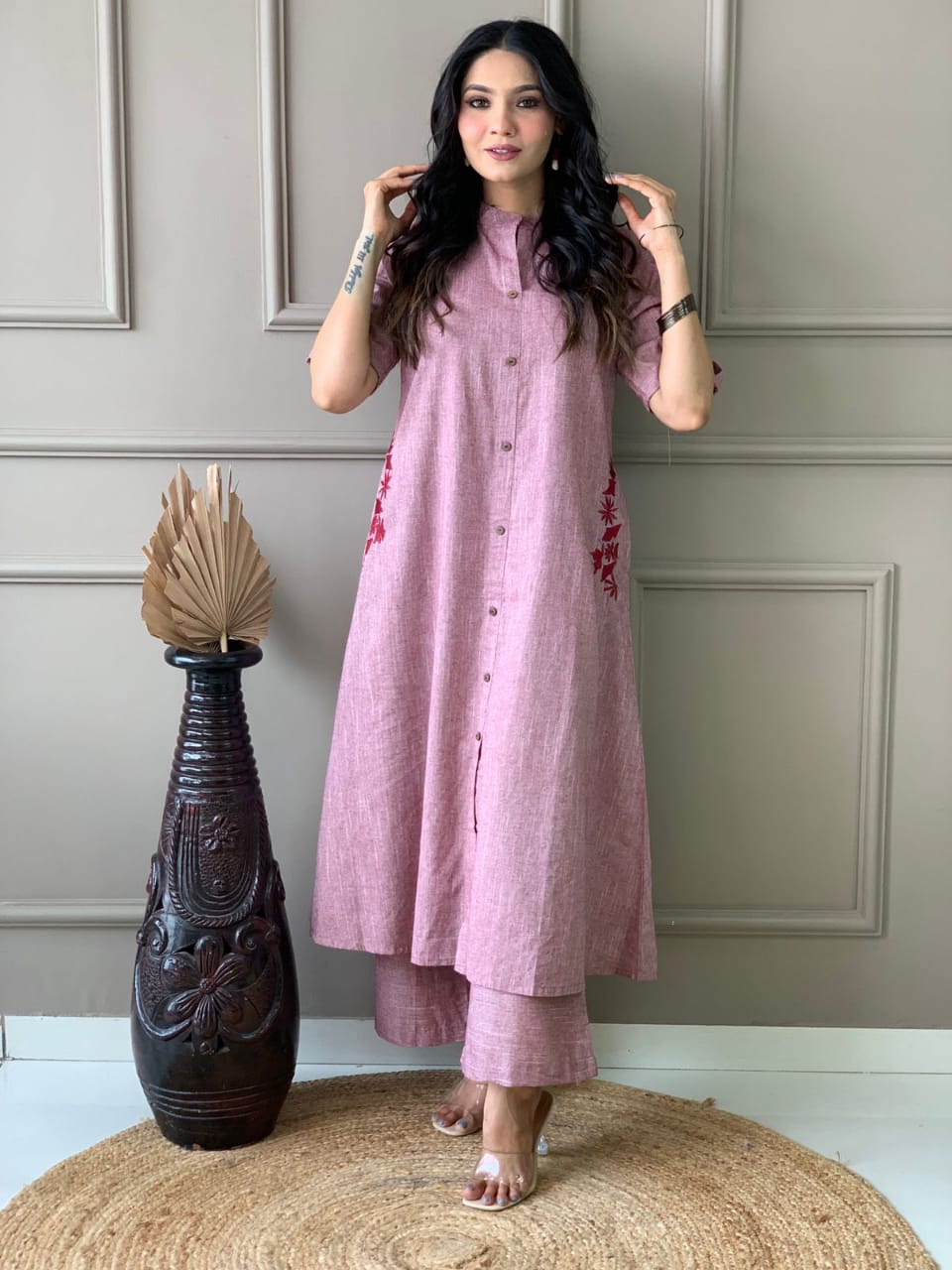 Premium Cotton Slab A-Line Kurta Set