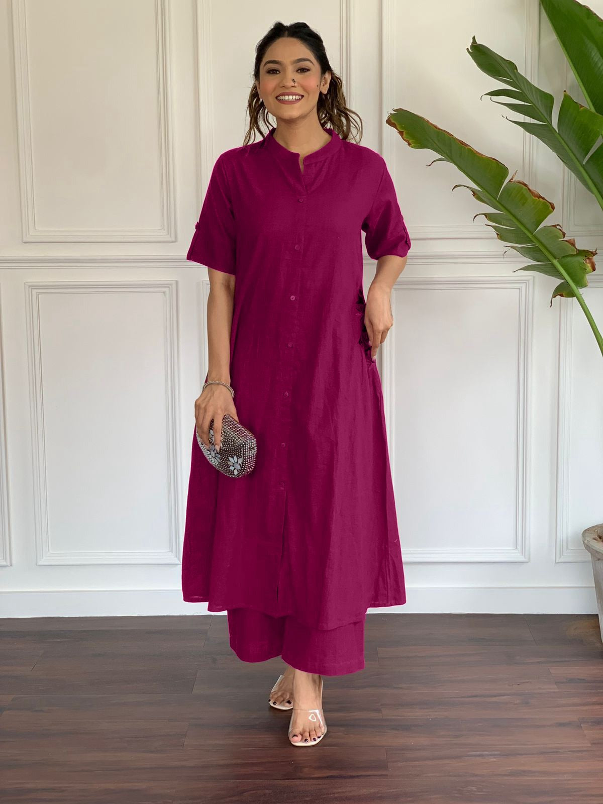 Premium Cotton Slab A-Line Kurta Set