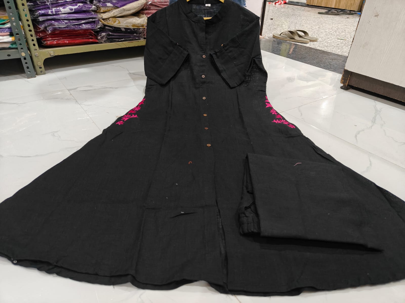 Premium Cotton Slab A-Line Kurta Set